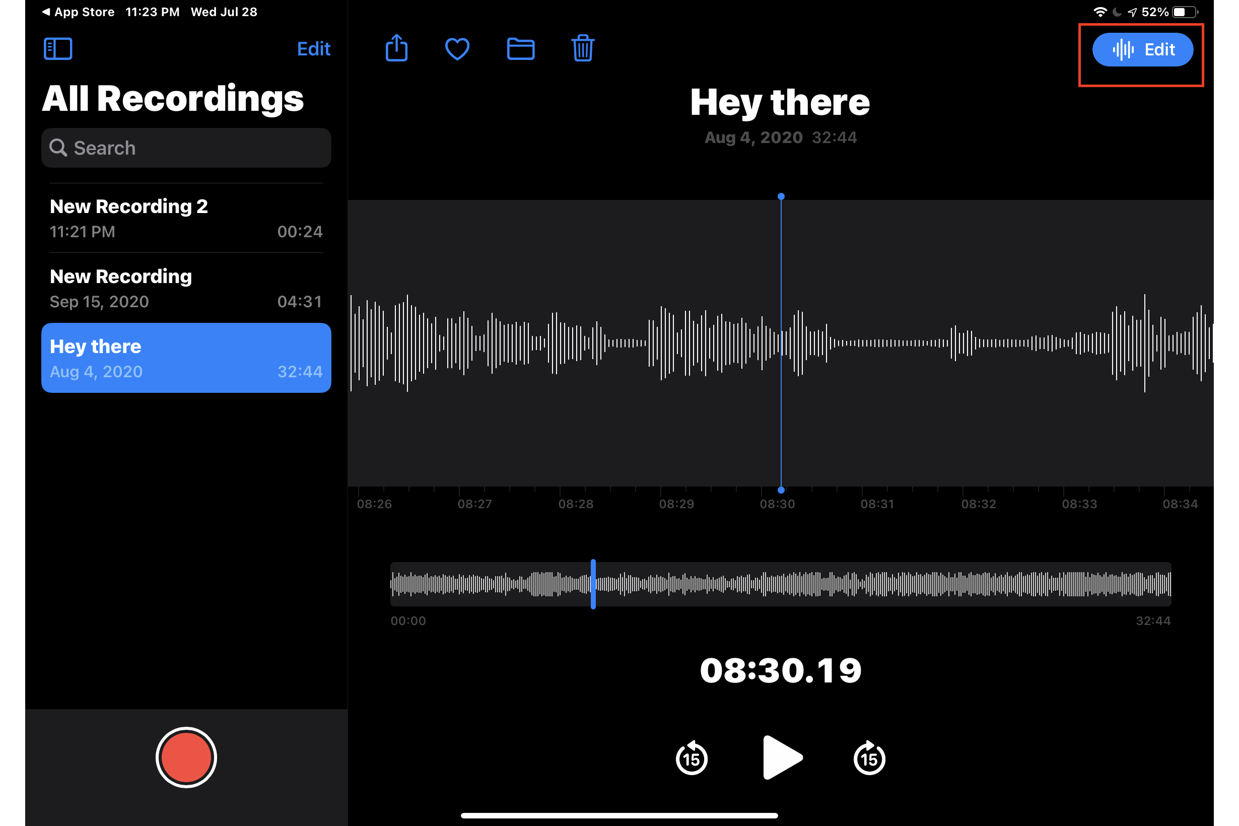 Updated iPadOS Voice Recorder.
