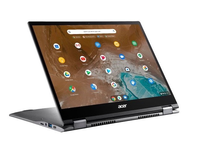 Acer Chromebook Spin 713 2-in-1 Laptop propped up with screen on.