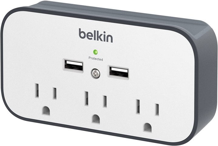 Belkin 3-Outlet Wall Mount Surge Protector against white background.