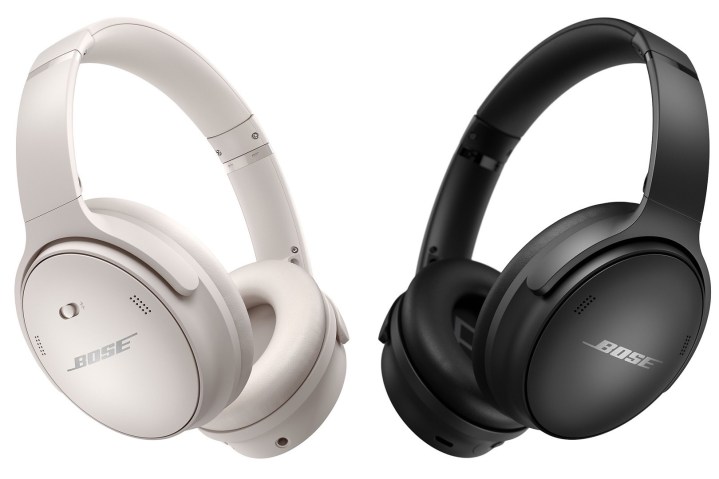 Bose QuietComfort 45 headphones in black and white.