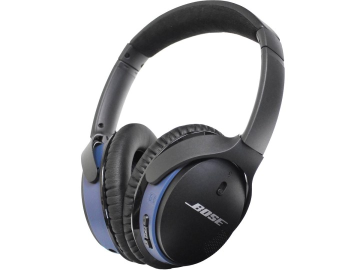 Black wireless headphones by Bose with switches on the earcups.