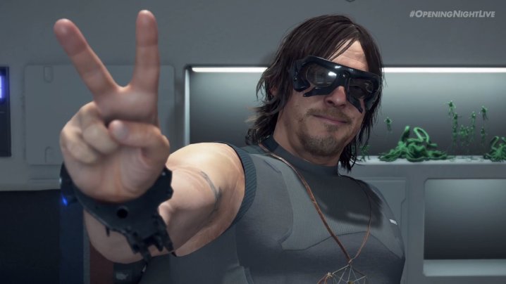 Sam Bridges gives a peace sign in Death Stranding: Director's Cut.