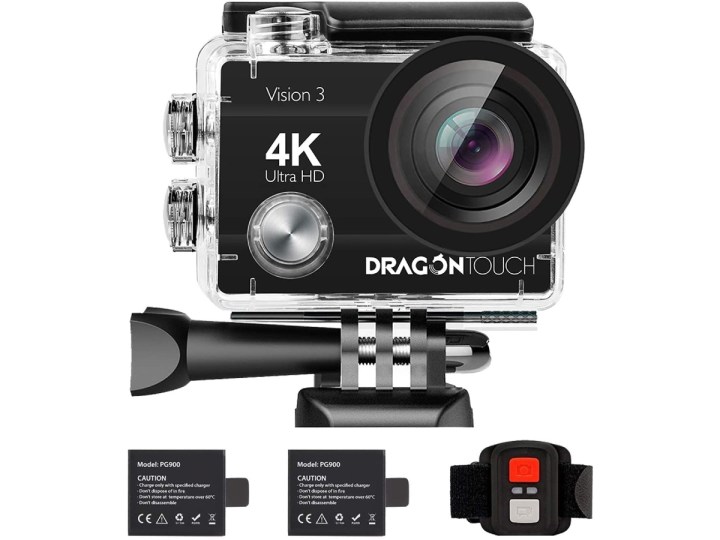 Dragon Touch 4K Action Camera con accessori.