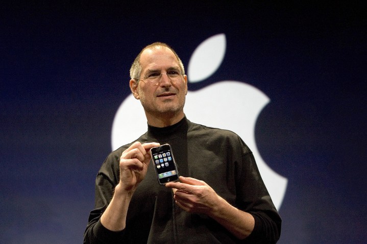 Steve Jobs reveals first iPhone at MacWorld on January 9, 2007.