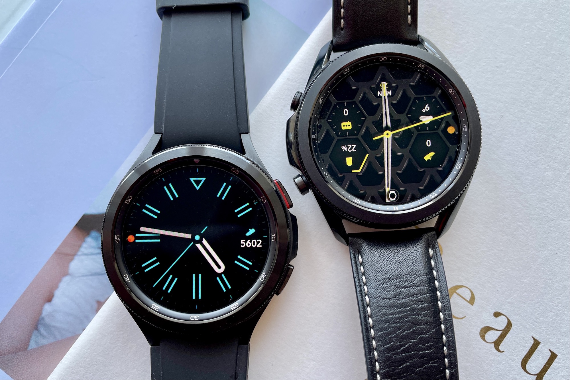 Galaxy Watch 4 Classic (left) and Galaxy Watch 3 (right).