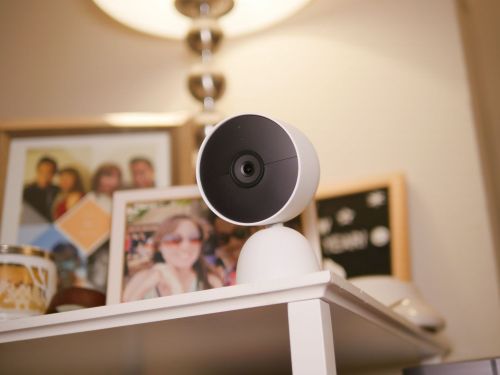 Google Nest Cam (battery) on table.