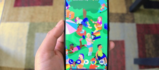 Google Pixel 5a with screen on.