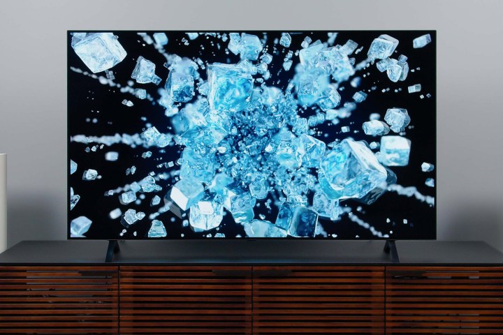 LG A1 OLED 4K HDR TV screen showing imagery of ice breaking.