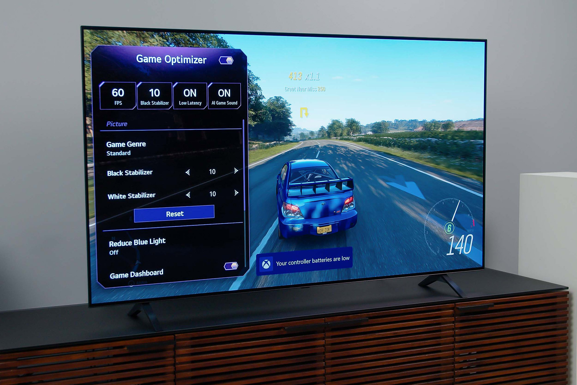 Game optimizer settings on the LG A1 OLED 4K HDR TV.