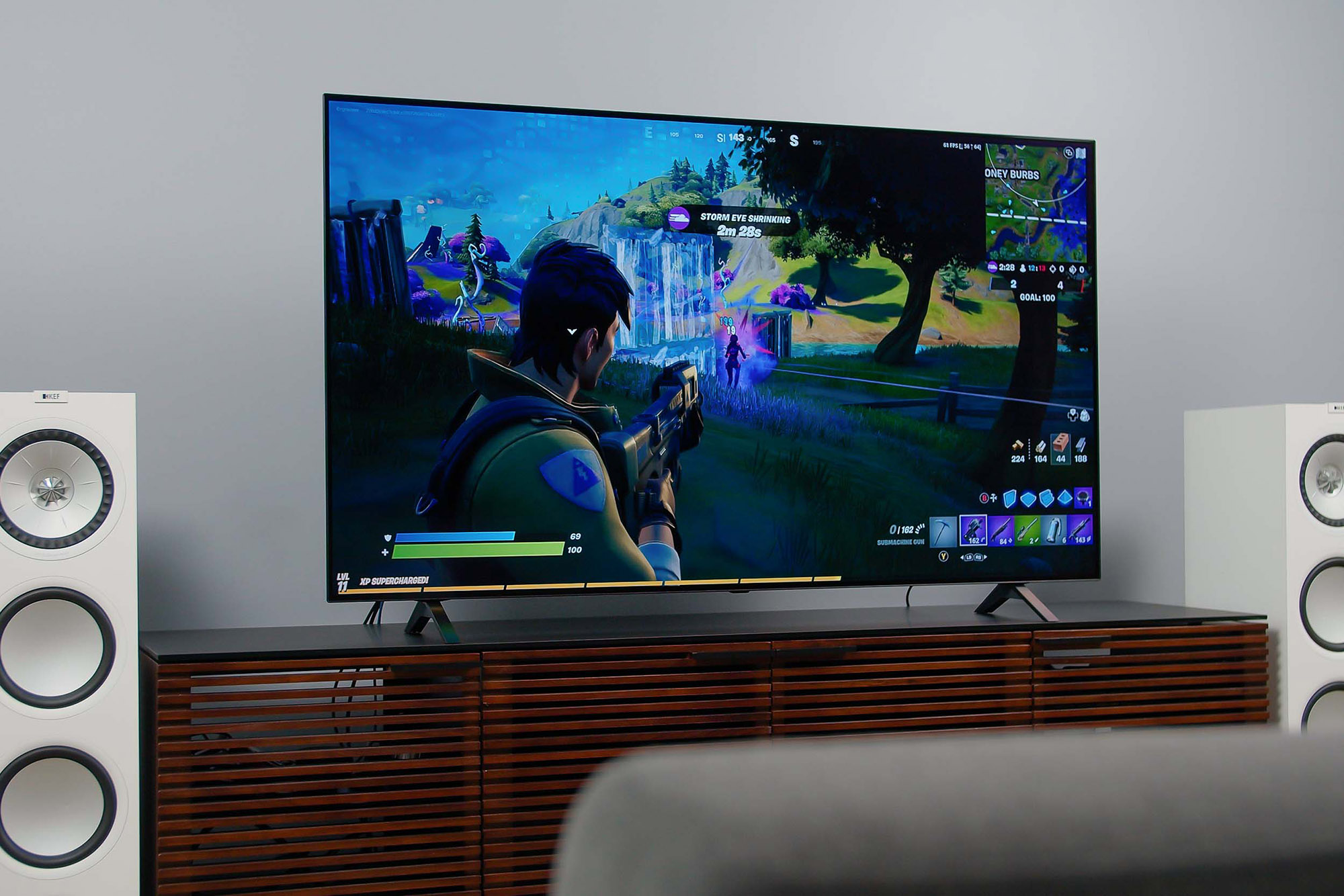 Fortnite video game being played on the LG A1 OLED 4K HDR TV.