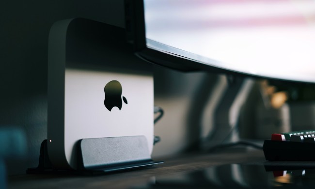 Mac Mini sitting on desk.