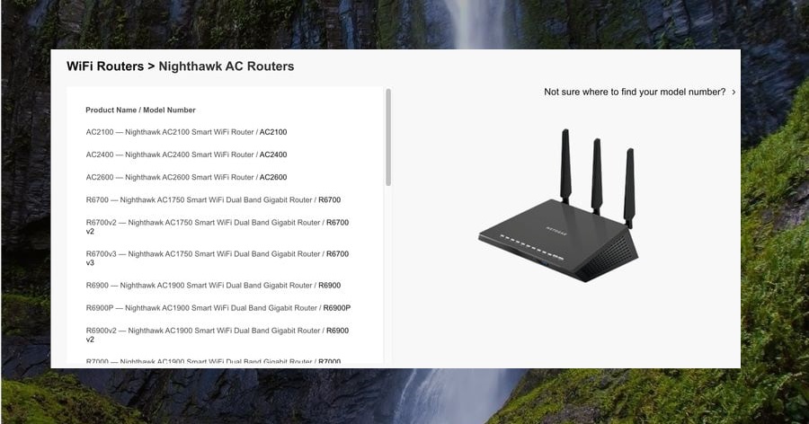 The Nighthawk AC router models list.