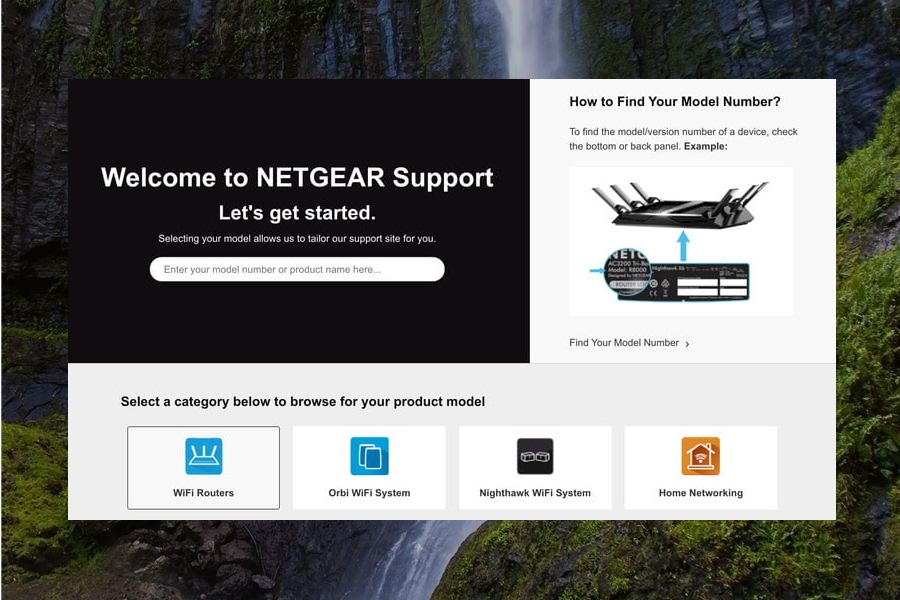 The Netgear support page.