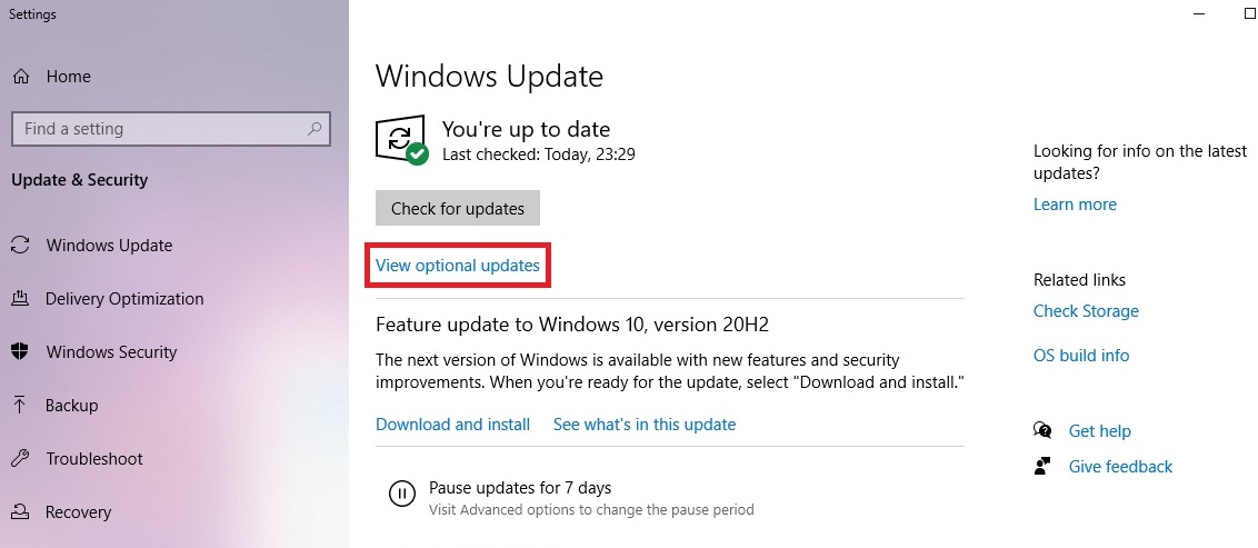 Captura de pantalla de la interfaz de actualización de Windows 10.