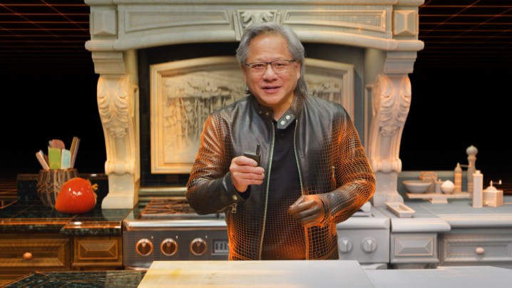 Nvidia CEO in a virtual kitchen.