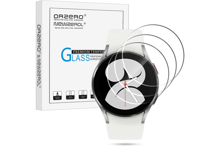 Protector de pantalla de vidrio templado Orzero en el Samsung Galaxy Watch 4.