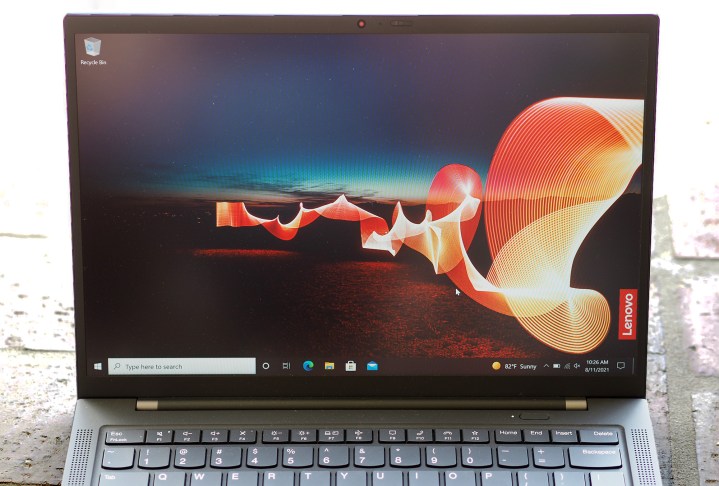 Zoomed in view of the screen on the Lenovo ThinkPad X1 Carbon Gen 9.