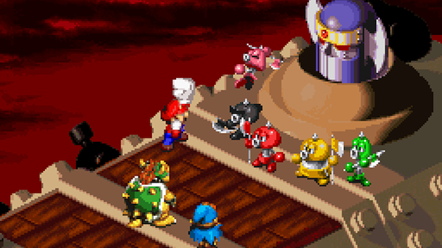 Bowser and Mario in Super Mario RPG.