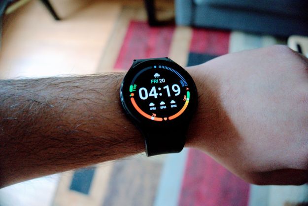 The Samsung Galaxy Watch 4 smartwatch, worn on a person's wrist.