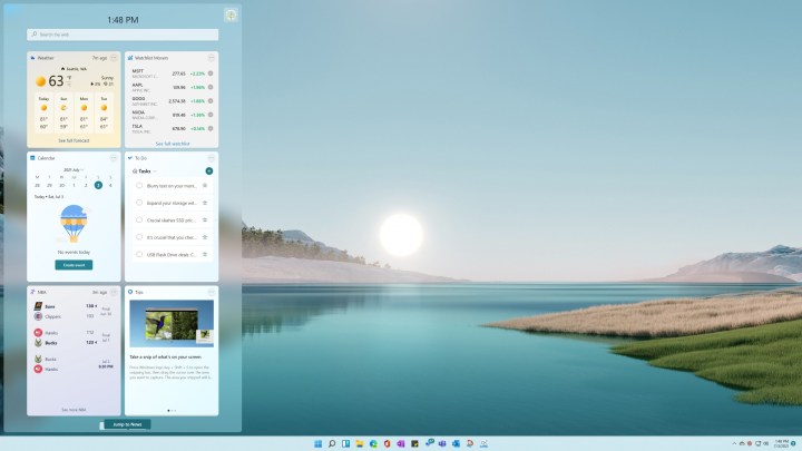 Das Sonnenaufgangsthema für Windows 11.