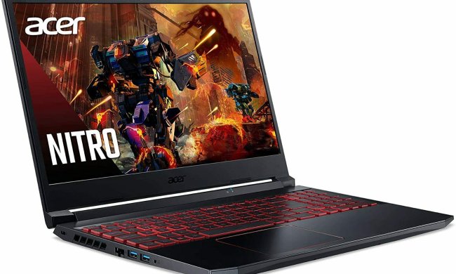 The Acer Nitro 5 laptop sits open on a white background.