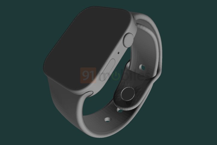 Uma renderização da aparência do Apple Watch Series 7.