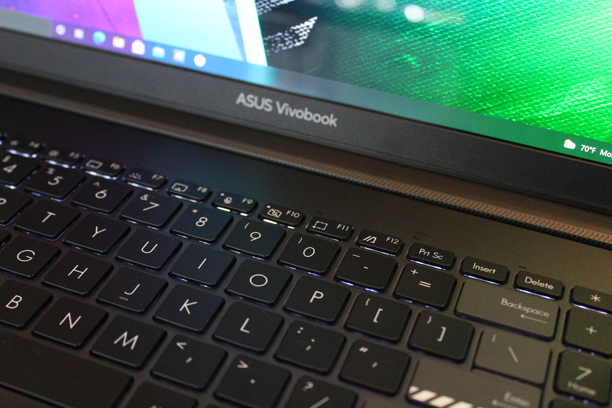 Closeup on the the Asus Vivobook Pro 16X OLED keyboard