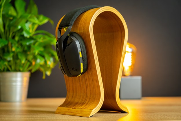 Logitech's G435 gaming headset on a stand.