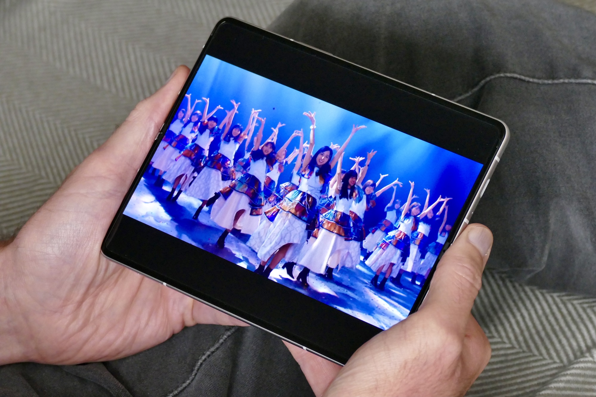 Video playing on the open Galaxy Z Fold 3.