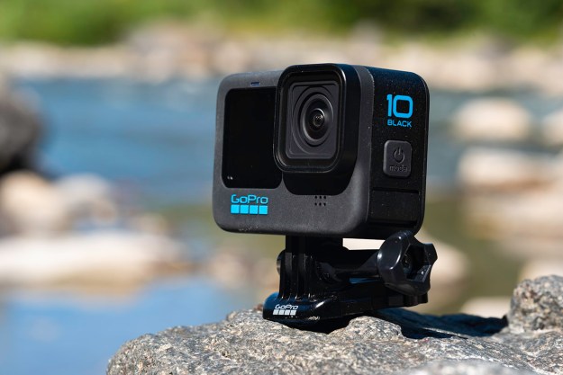 The GoPro Hero 10 placed in an outdoor environment.