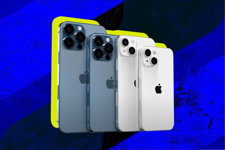 Gamma di iPhone 13 autunno 2021: iPhone Pro Max, iPhone Pro, iPhone13, iPhone 13 Mini.