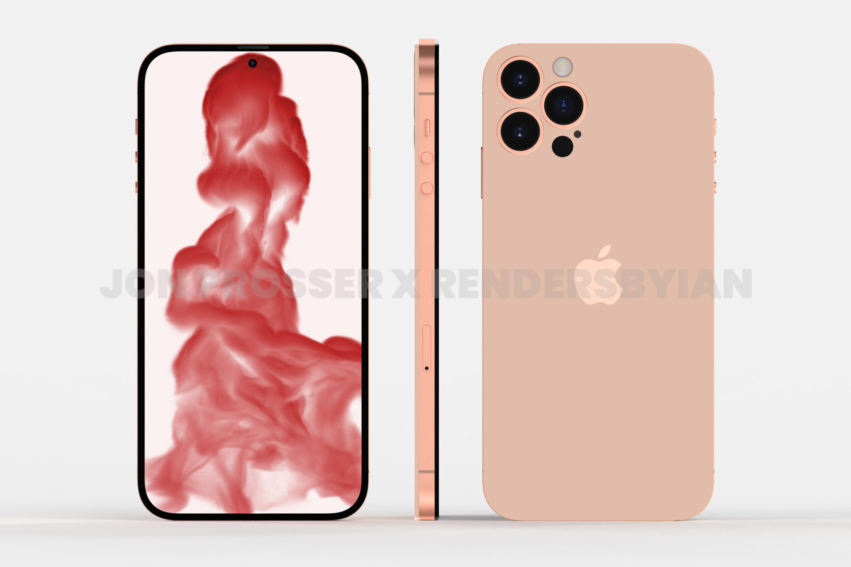 Renders purportedly showing off the pink iPhone 14 and its notchless front.