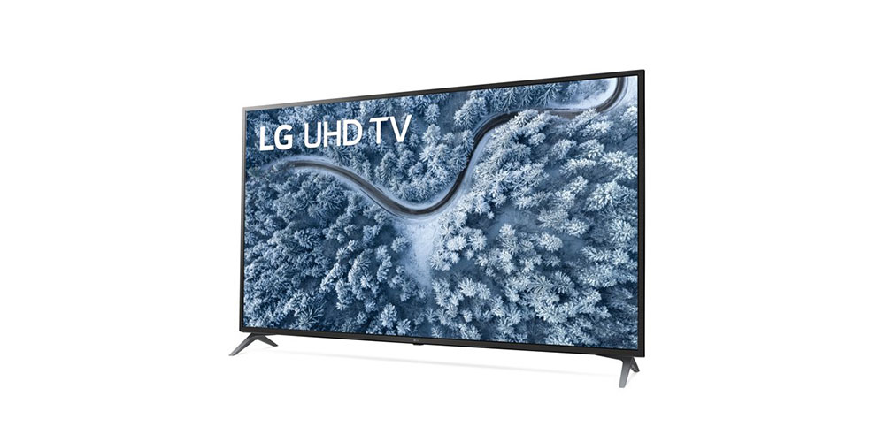 LG 70 inch class 4K TV on a white background.