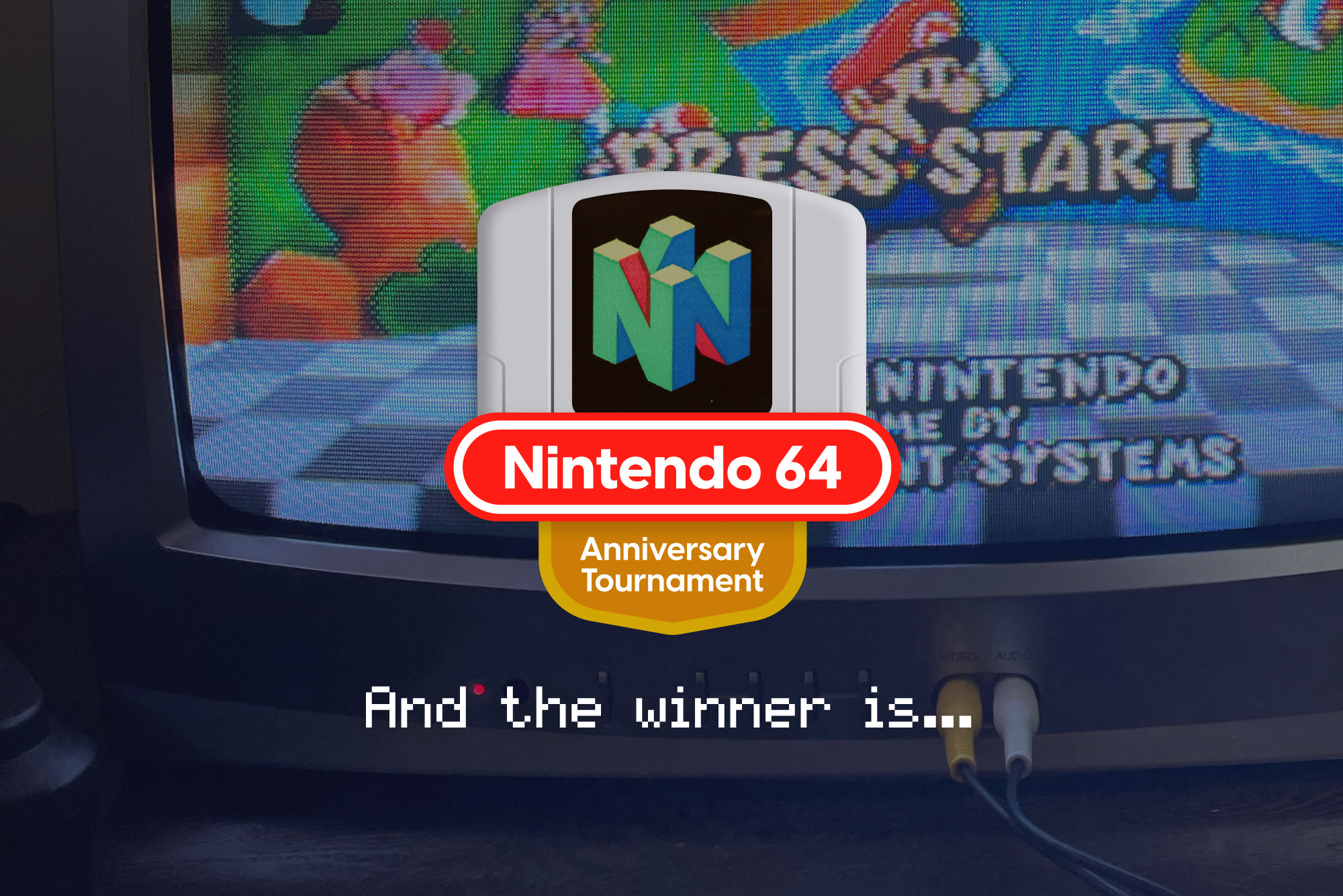 N64 tournament Winner badge with text that reads "And the winner is..."