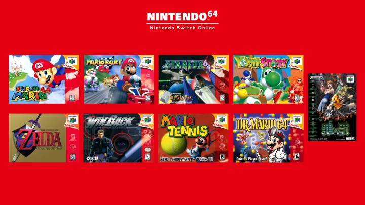 Nintendo Switch Online + Expansion Pack list of N64 games.