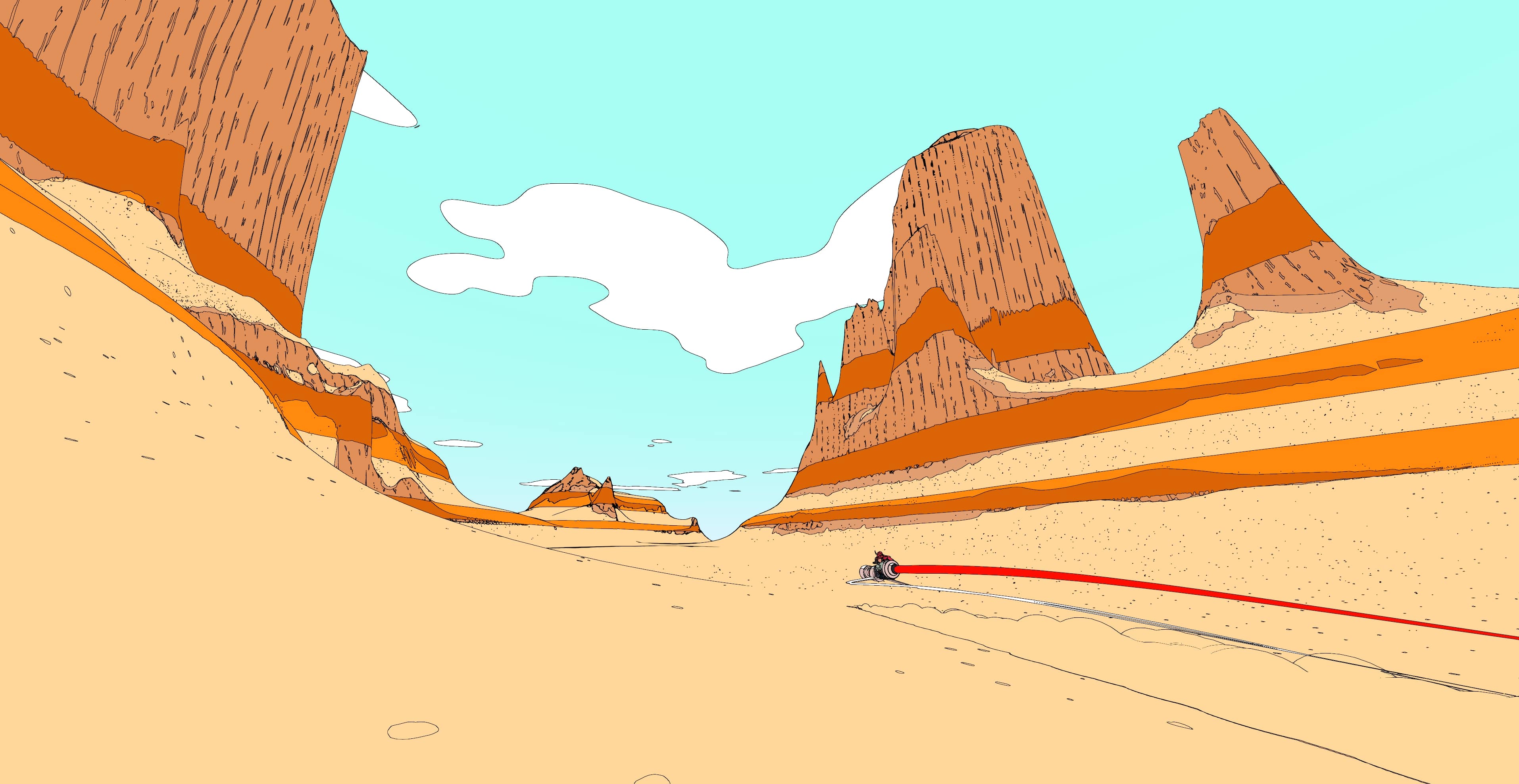 Sable atravessa o deserto em um planador.