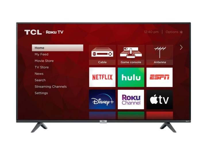 A 55-inch TCL Roku 4K TV on white background.