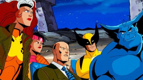The X-Men looking in the same direction in the animated show X-Men.