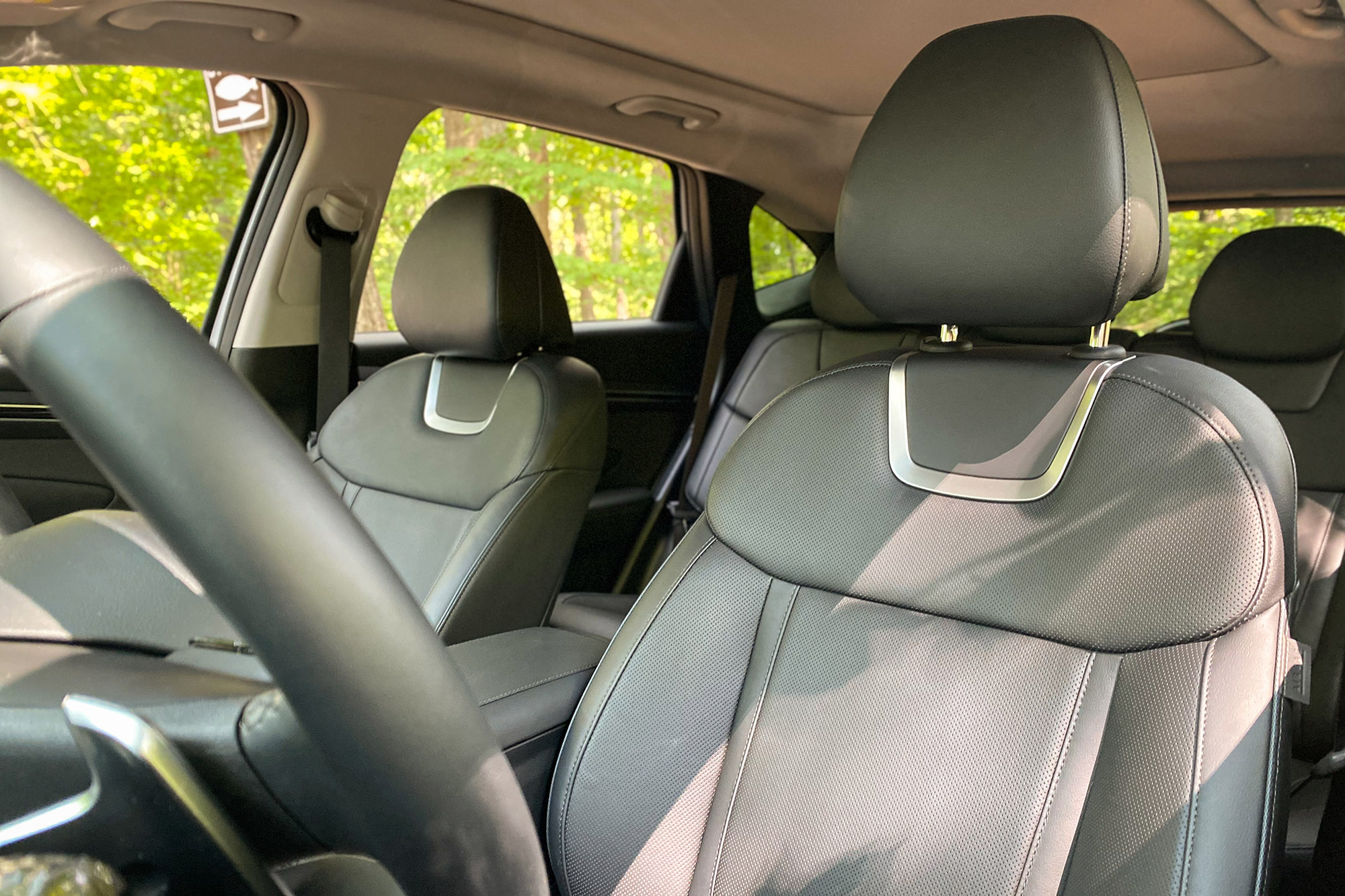 View of the 2022 Hyundai Tucson Hybrid Limited interior from the drivers seat.