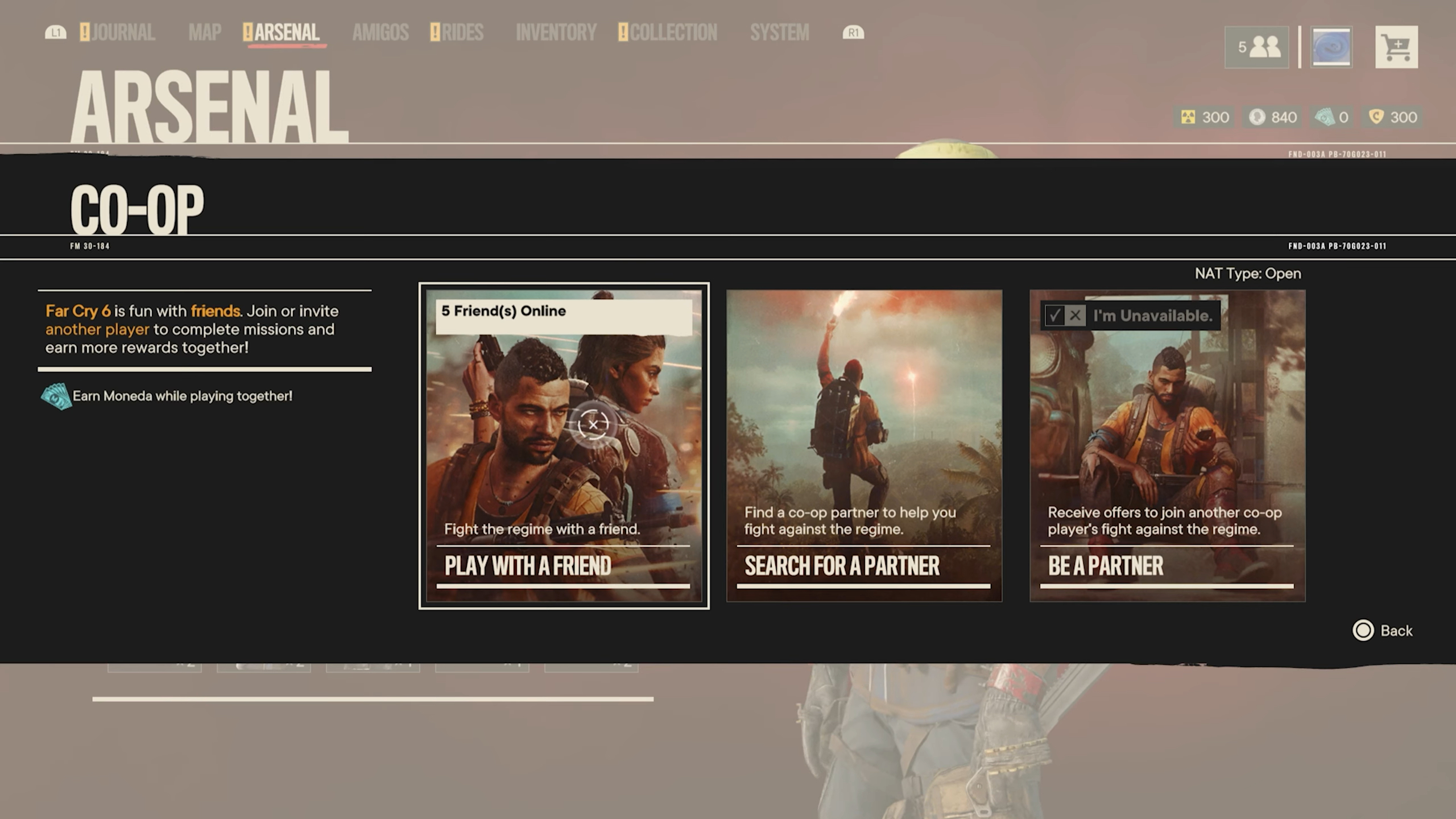 The co-op menu in Far Cry 6.