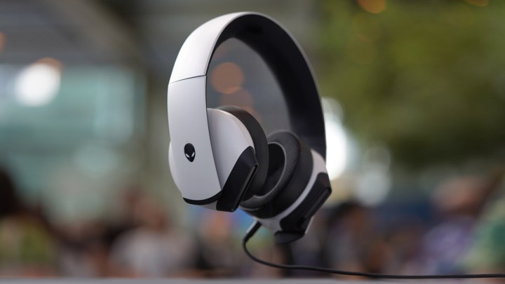 The Alienware 7.1 gaming headset in white.