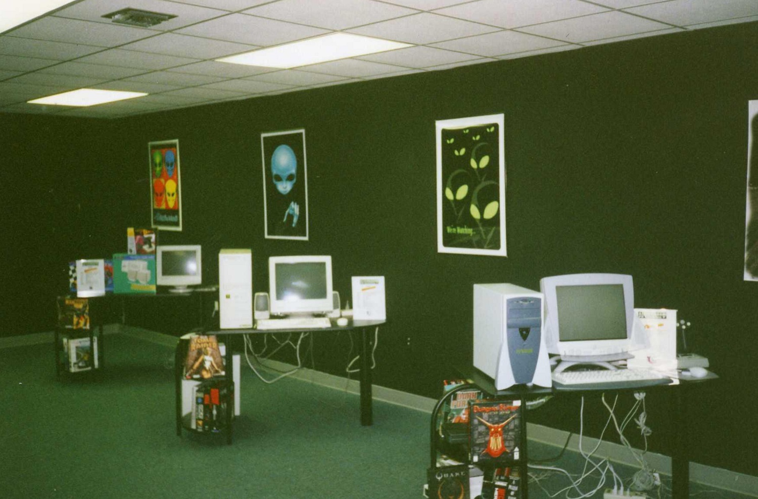 A showroom with Alienware desktops.
