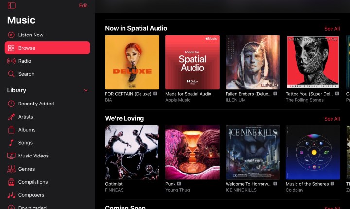 Listas de reprodução de áudio espacial da Apple Music.