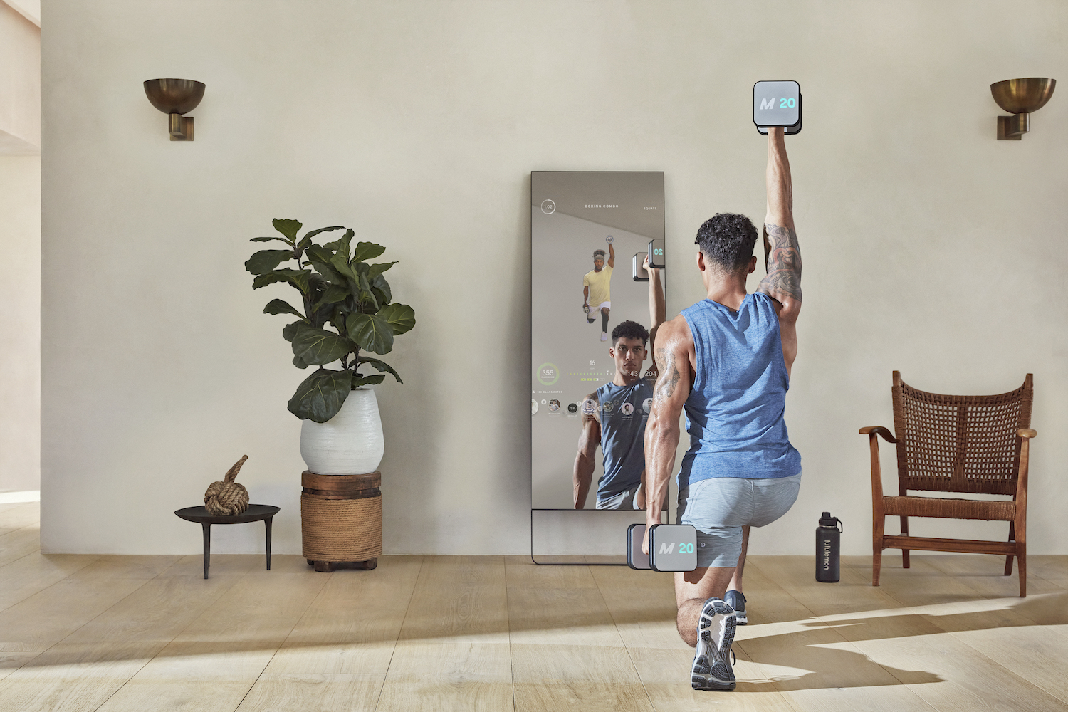 Mirror's Stylish Smart Weight dumbbells Track Form