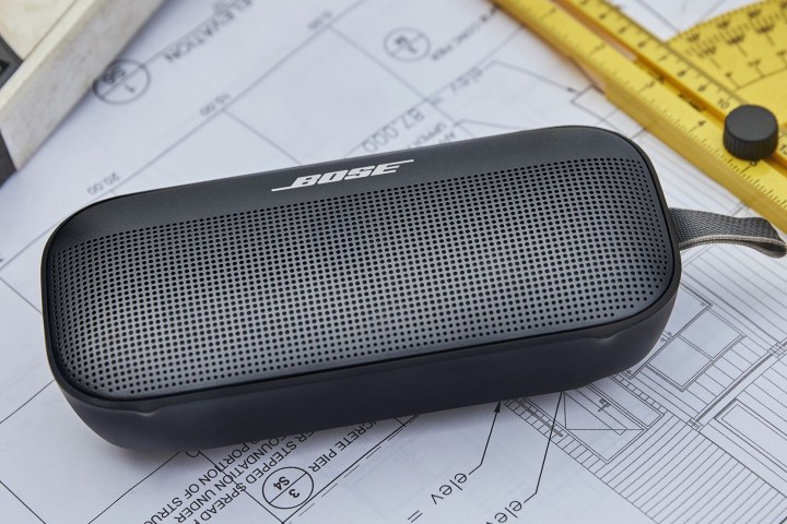 Black Bose SoundLink Flex Bluetooth speaker.
