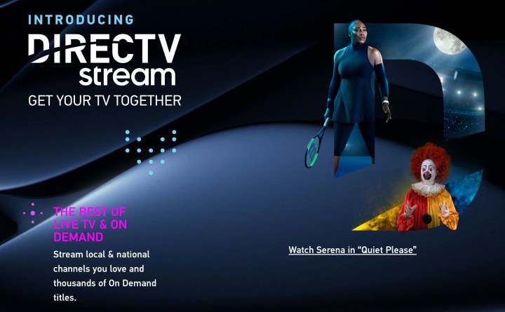 DirecTV Stream front page.