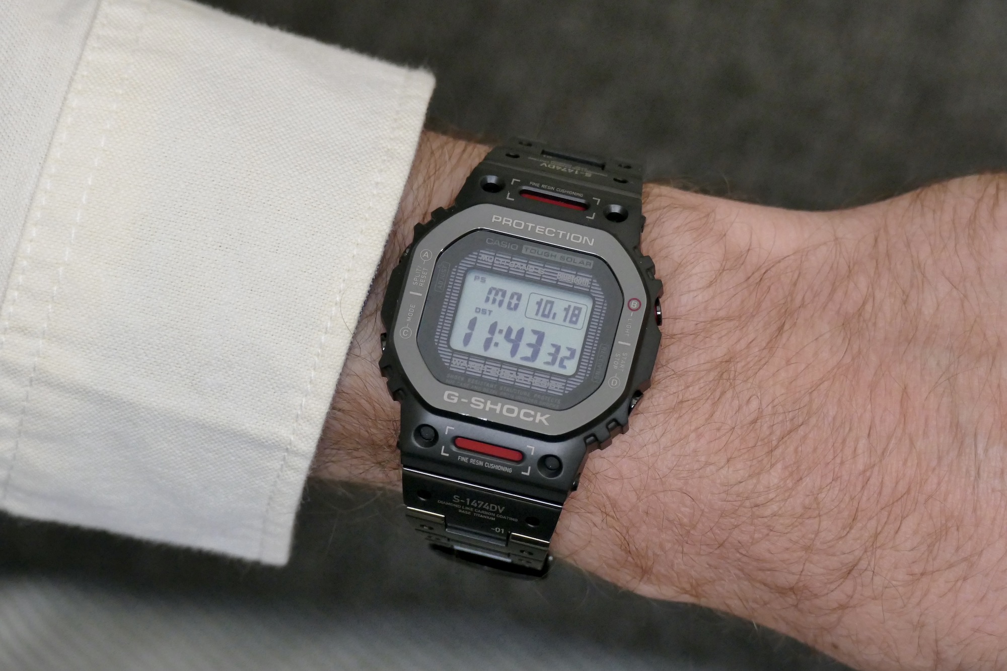 The G Shock GMWB5000TVA on the wrist.