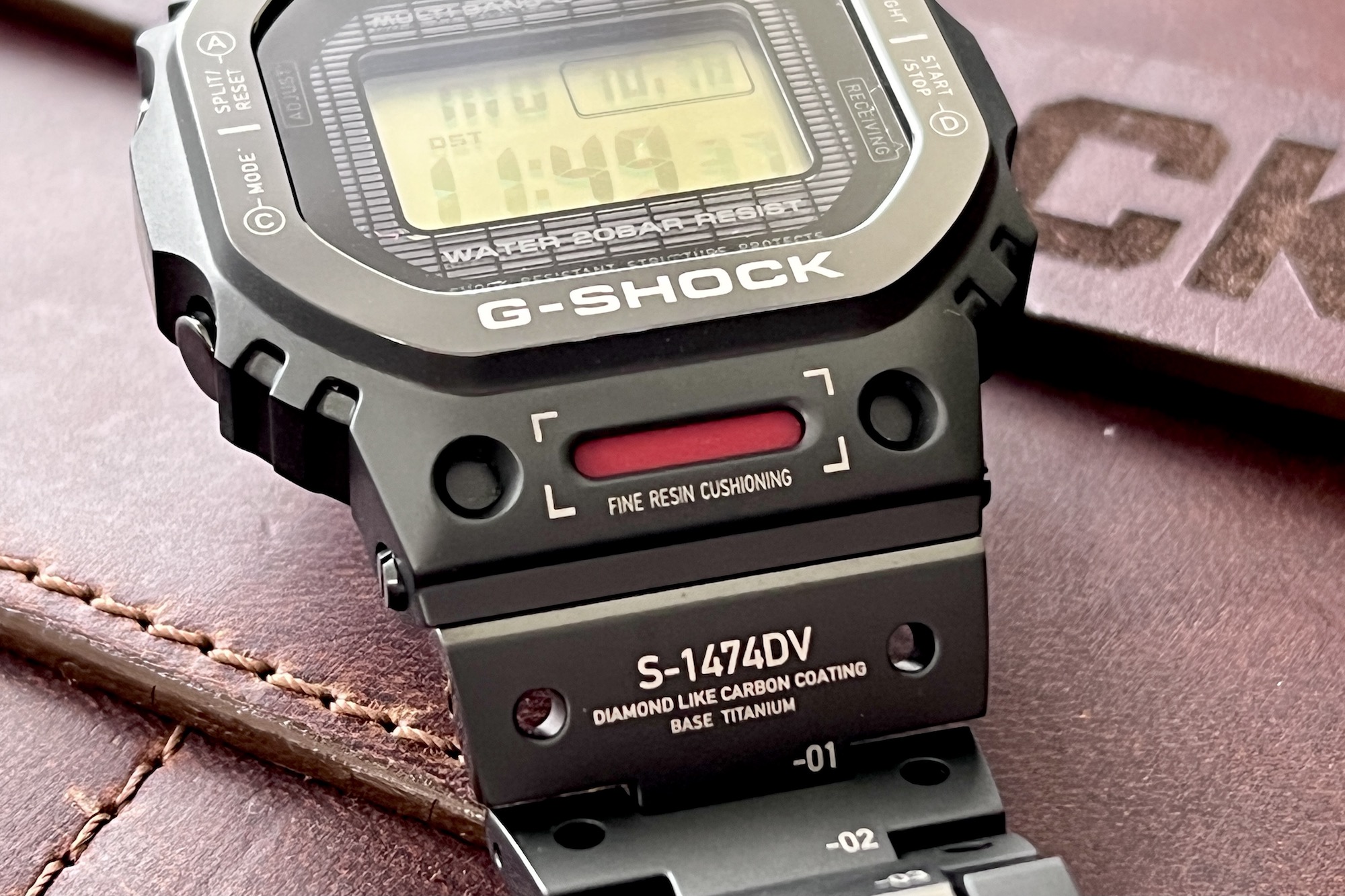 Close up of the G Shock GMWB5000TVA's case.