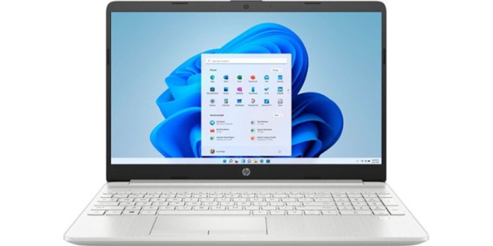 Laptop HP 15,6 inci dengan latar belakang putih