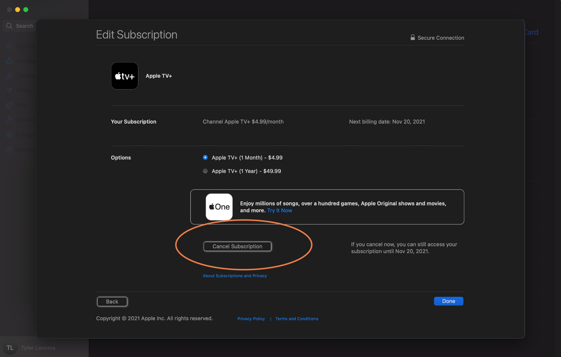 MacOS Cancel TV+ Subscription.